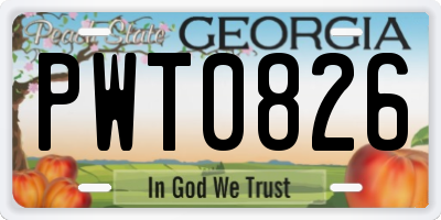 GA license plate PWT0826