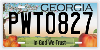 GA license plate PWT0827