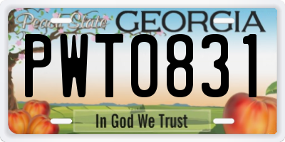 GA license plate PWT0831