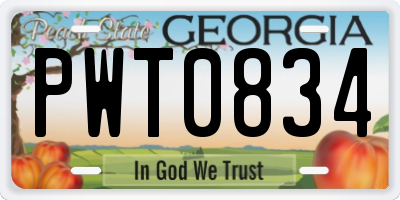 GA license plate PWT0834