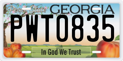 GA license plate PWT0835