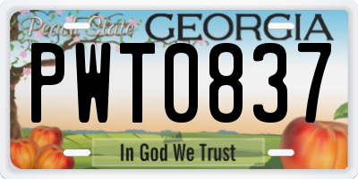 GA license plate PWT0837