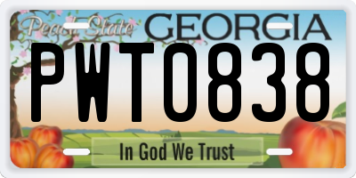 GA license plate PWT0838