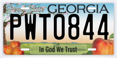 GA license plate PWT0844