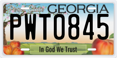 GA license plate PWT0845