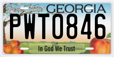 GA license plate PWT0846