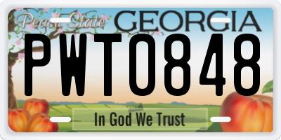 GA license plate PWT0848