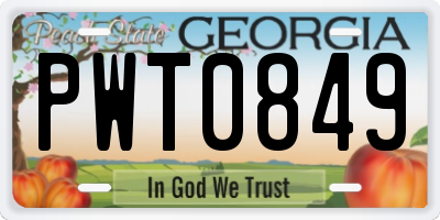 GA license plate PWT0849