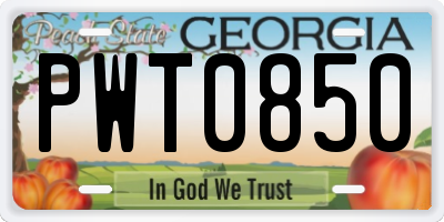 GA license plate PWT0850