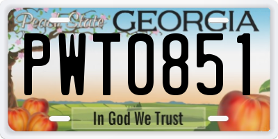 GA license plate PWT0851