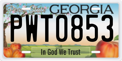 GA license plate PWT0853