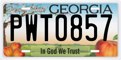 GA license plate PWT0857