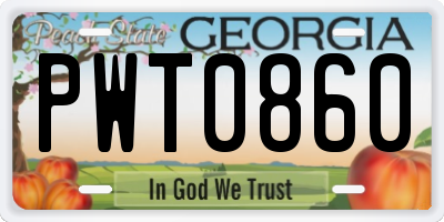 GA license plate PWT0860
