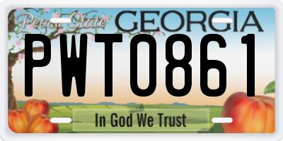 GA license plate PWT0861