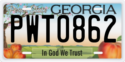 GA license plate PWT0862