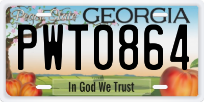GA license plate PWT0864