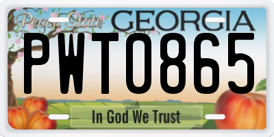 GA license plate PWT0865