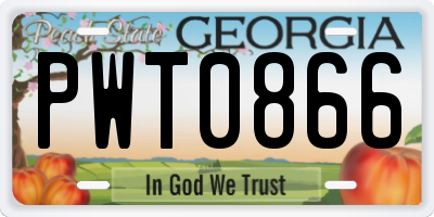 GA license plate PWT0866