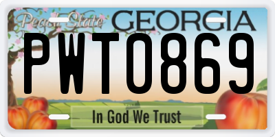 GA license plate PWT0869