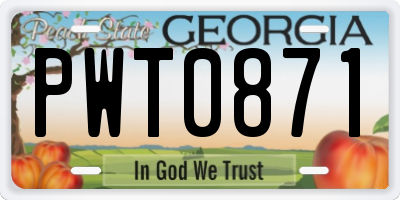 GA license plate PWT0871