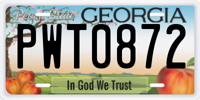 GA license plate PWT0872