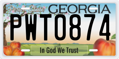 GA license plate PWT0874