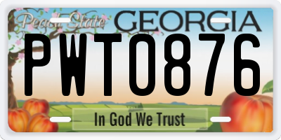 GA license plate PWT0876