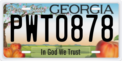 GA license plate PWT0878