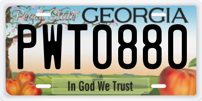 GA license plate PWT0880