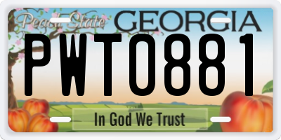 GA license plate PWT0881