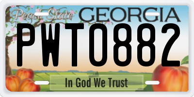 GA license plate PWT0882