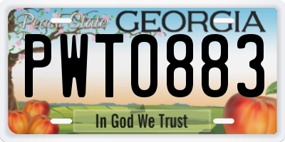 GA license plate PWT0883