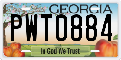 GA license plate PWT0884