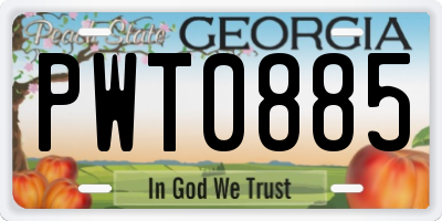 GA license plate PWT0885