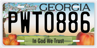GA license plate PWT0886