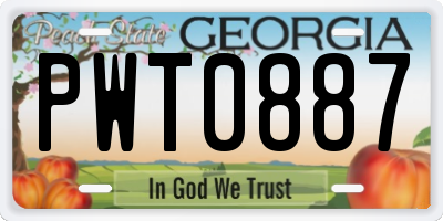 GA license plate PWT0887