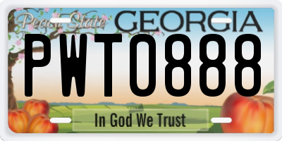 GA license plate PWT0888