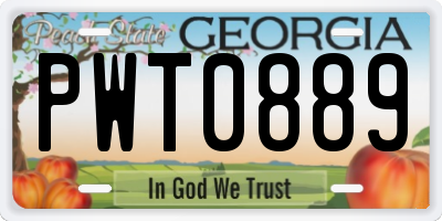 GA license plate PWT0889