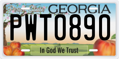 GA license plate PWT0890