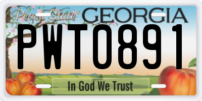 GA license plate PWT0891