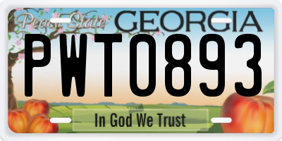 GA license plate PWT0893
