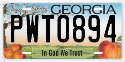 GA license plate PWT0894