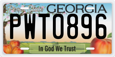 GA license plate PWT0896