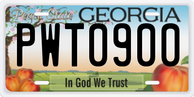 GA license plate PWT0900