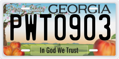 GA license plate PWT0903