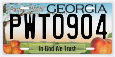 GA license plate PWT0904