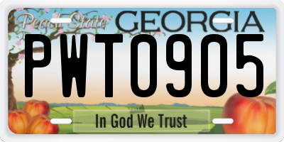 GA license plate PWT0905