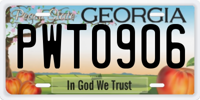 GA license plate PWT0906