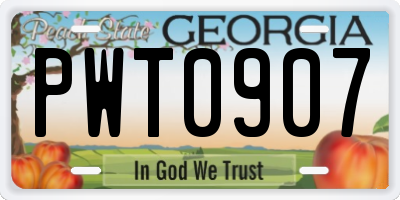 GA license plate PWT0907