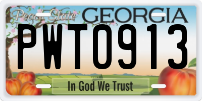 GA license plate PWT0913